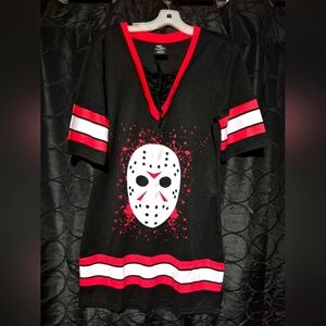 Friday The 13th Black and Red Graphic Dress